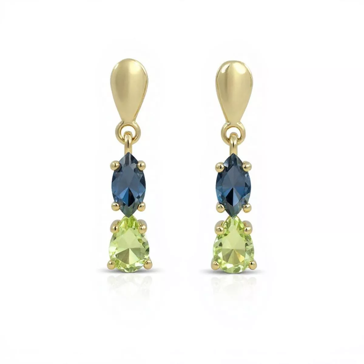 Cercei - Cercei Eva Nobile cu London topaz si peridot, din aur galben de 14K, cellini.ro