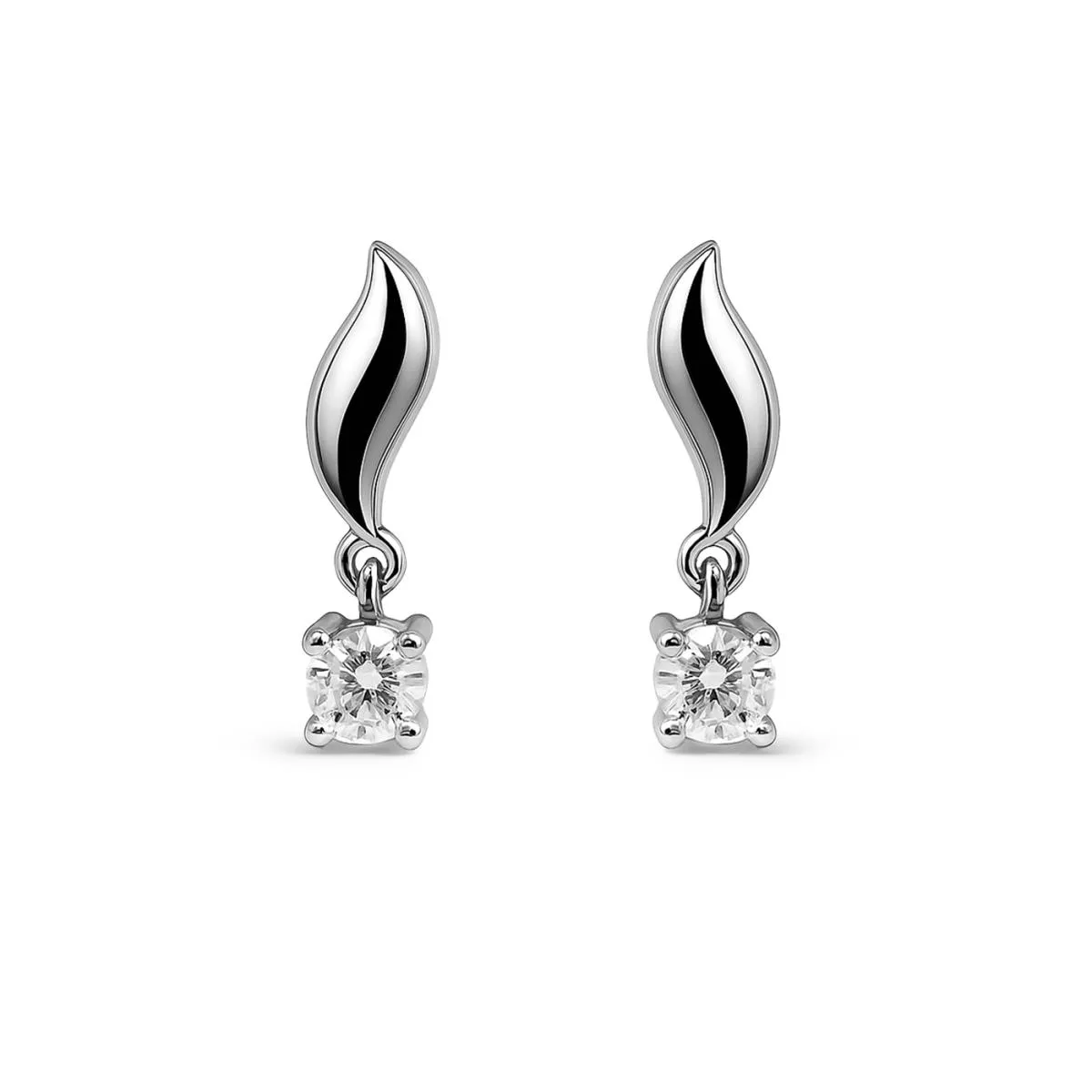 Cercei - Cercei Eva Nobile cu zircon, din aur alb de 14K, cellini.ro