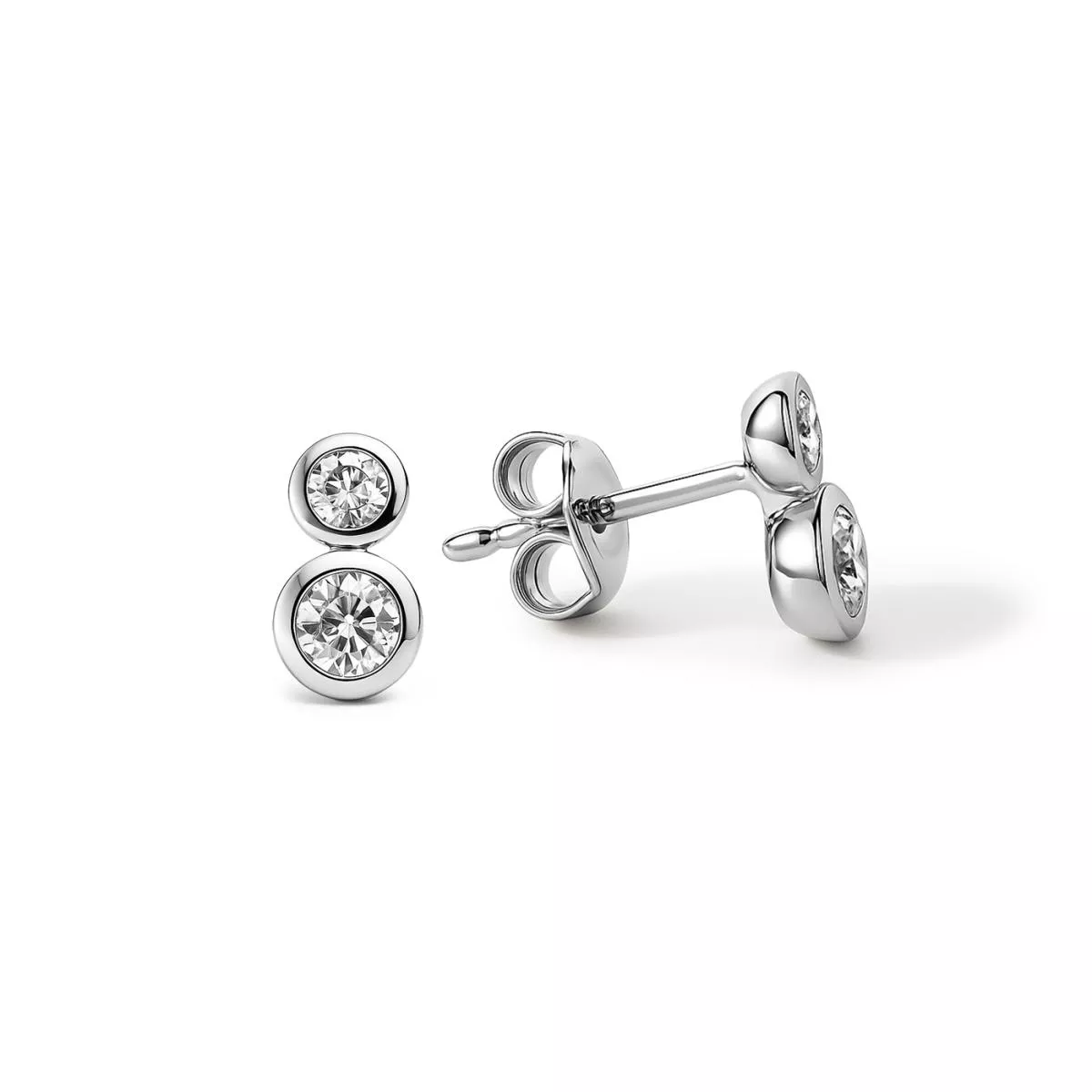 Cercei Eva Nobile cu zircon, din aur alb de 14K