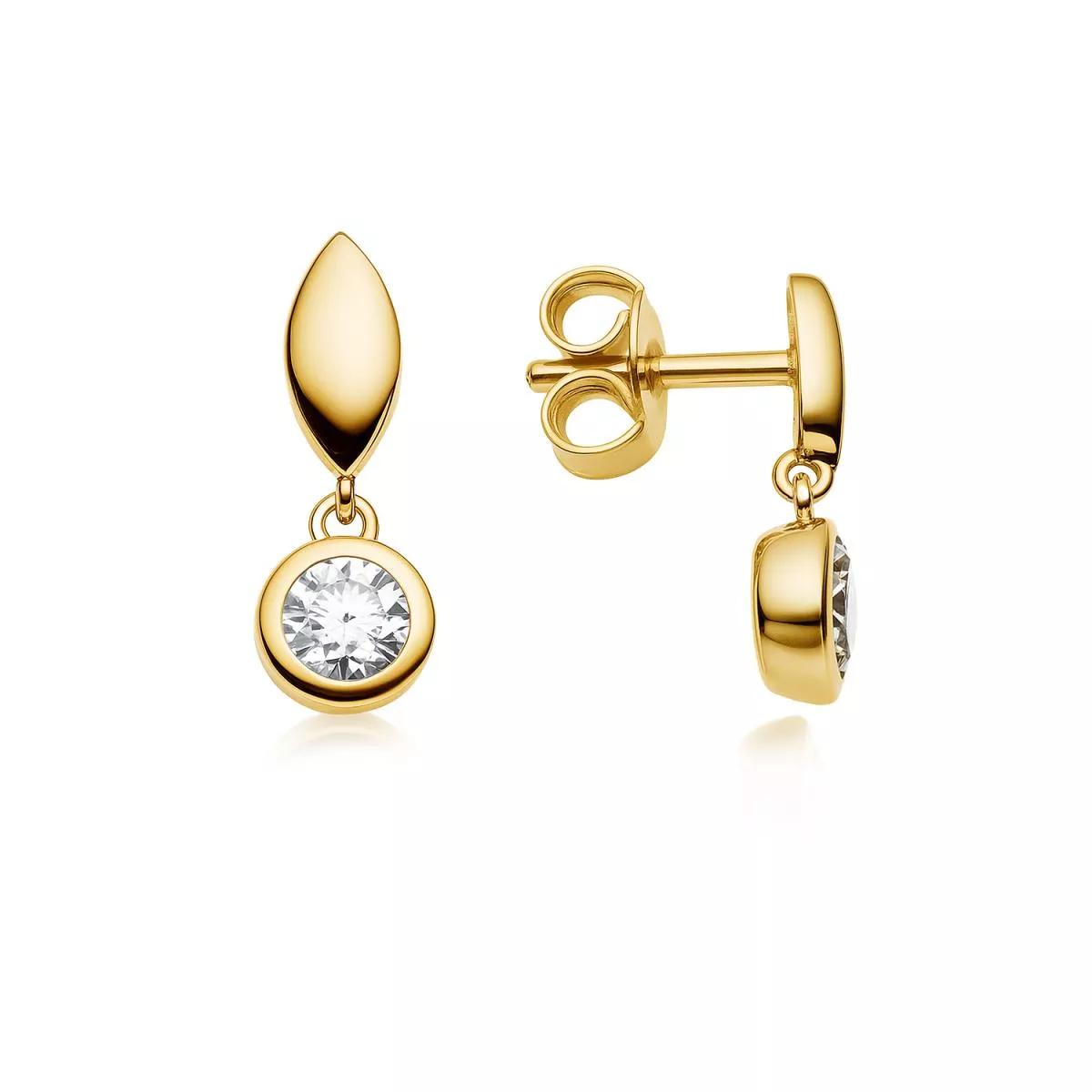 Cercei Eva Nobile cu zircon, din aur galben de 14K
