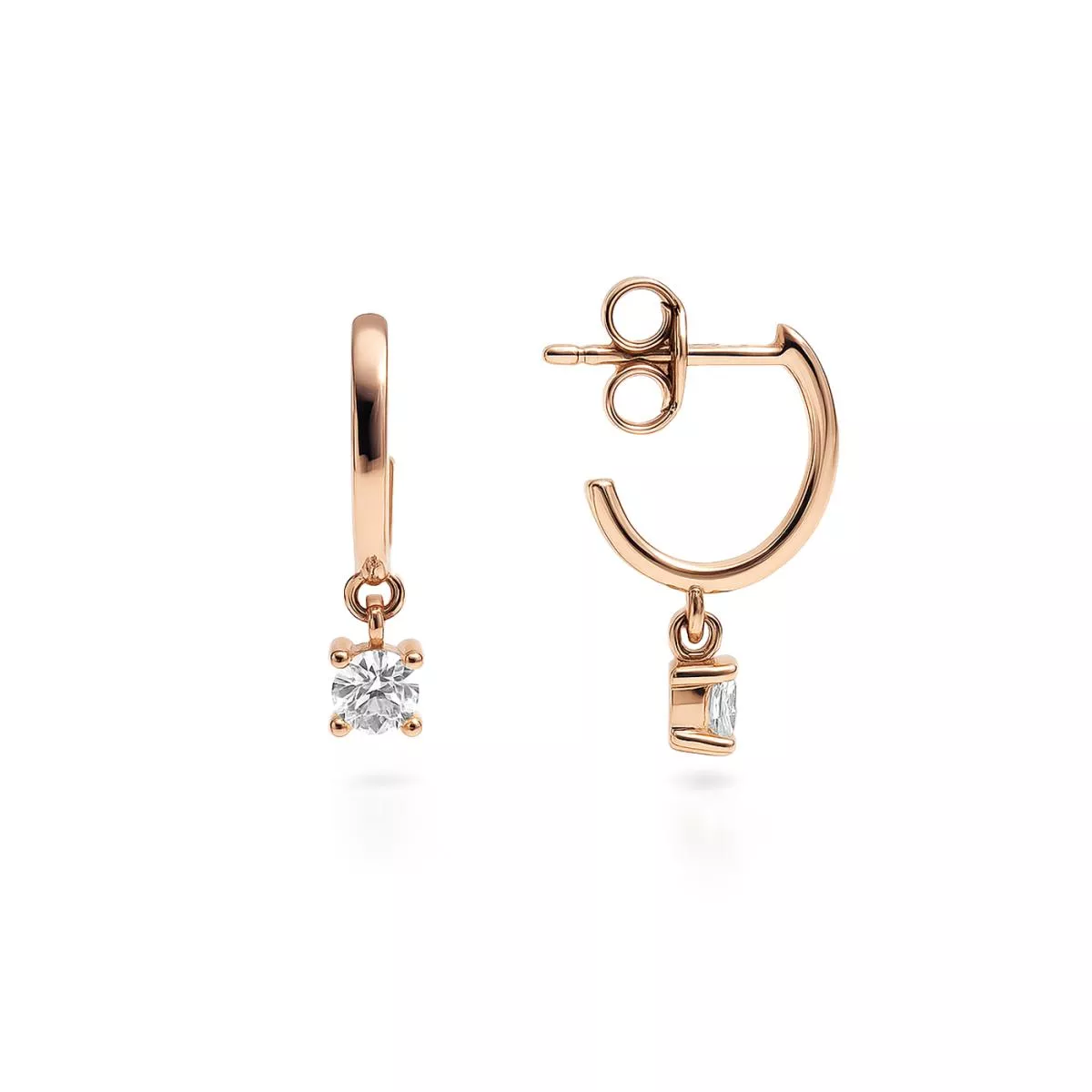 Cercei Eva Nobile cu zircon, din aur roz de 14K