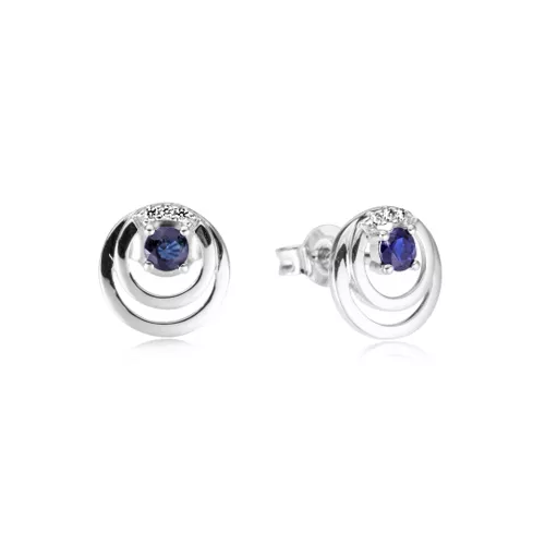 Cercei Maria Granacci cu safir si diamant, din aur alb de 14K