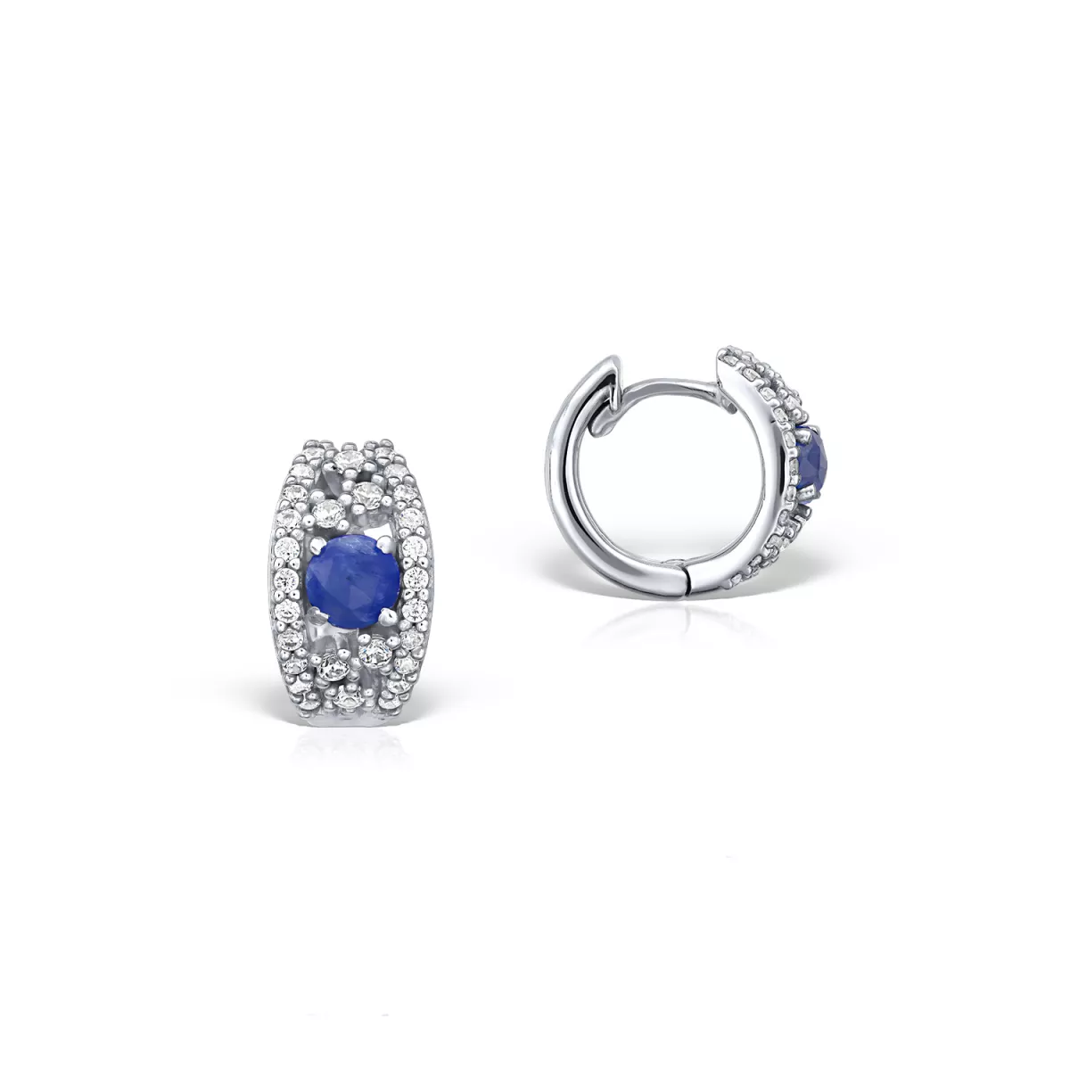 Cercei - Cercei  Eva Nobile cu safire si zircon, din aur alb  de 18K, cellini.ro