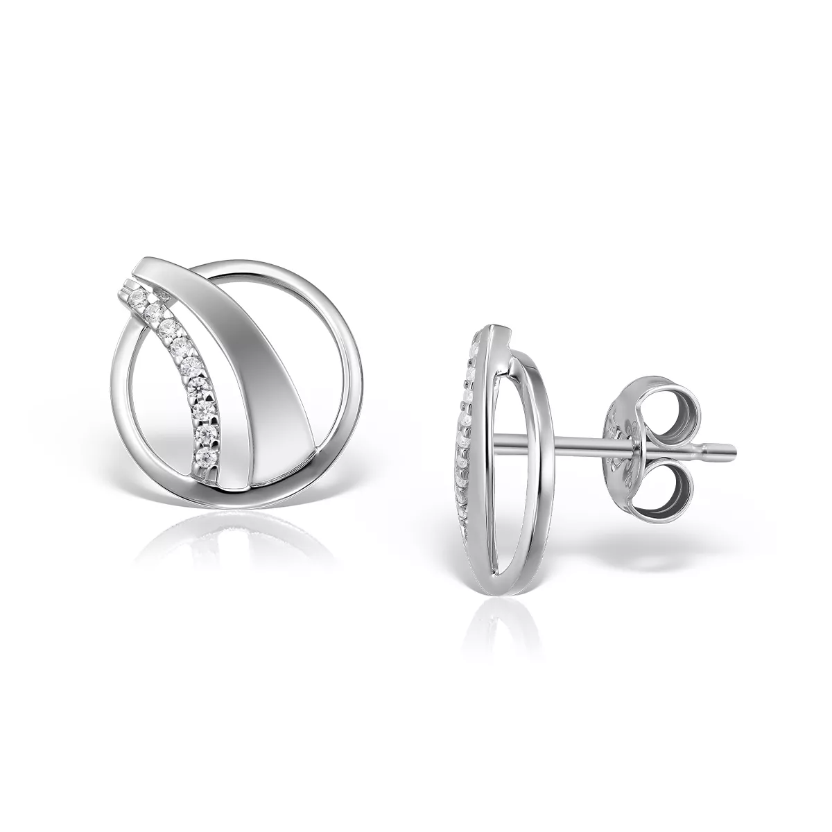 Cercei Eva Nobile cu zircon, din aur alb de 18K