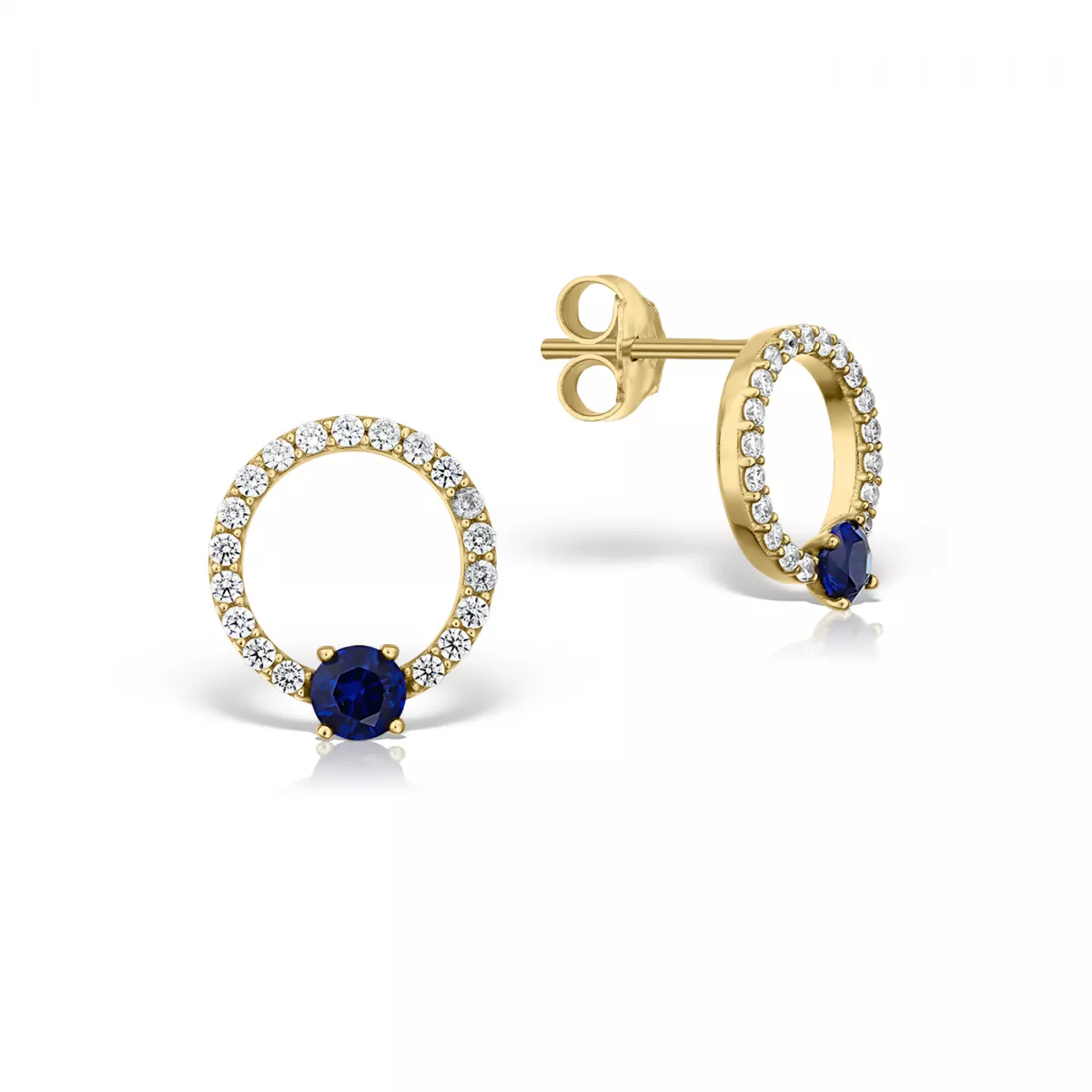 Cercei - Cercei  Eva Nobile cu zircon si zircon, din aur galben de 18K, cellini.ro