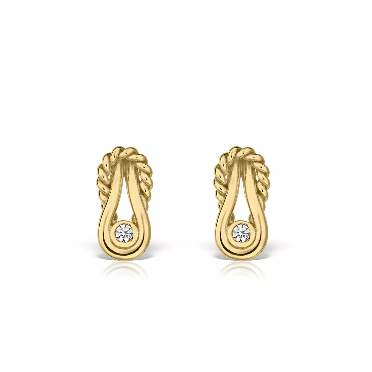 Cercei  Eva Nobile cu zircon, din aur galben de 18K