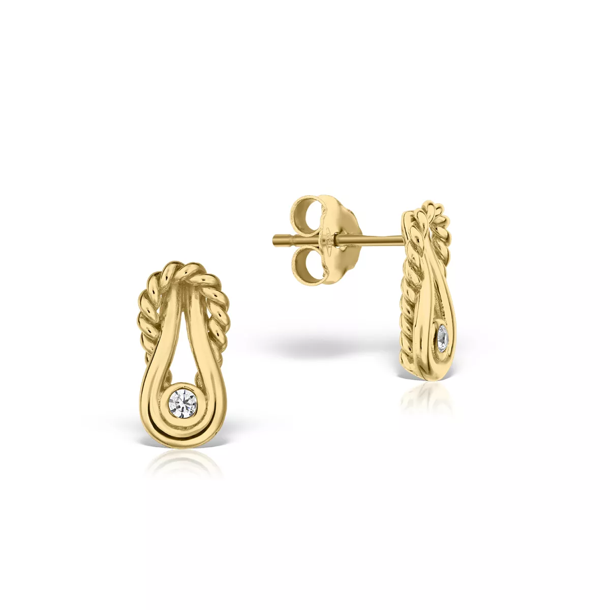 Cercei - Cercei  Eva Nobile cu zircon, din aur galben de 18K, cellini.ro