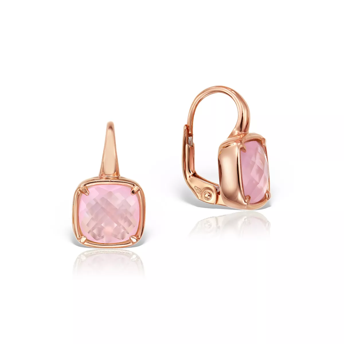 Cercei Eva Nobile cu quartz, din aur roz de 18K