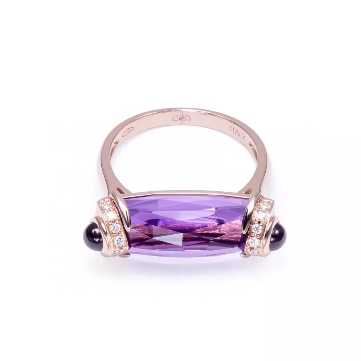 Inel World Henri Maillardet cu ametist, rodolit si diamante, din aur roz de 18K