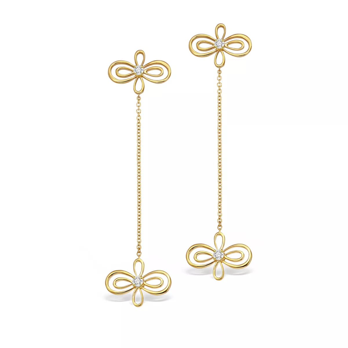 Cercei Infinity Flower Henri Maillardet cu diamante, din aur galben de 18K