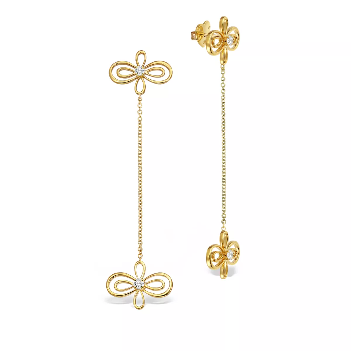 Cercei - Cercei Infinity Flower Henri Maillardet cu diamante, din aur galben de 18K, cellini.ro