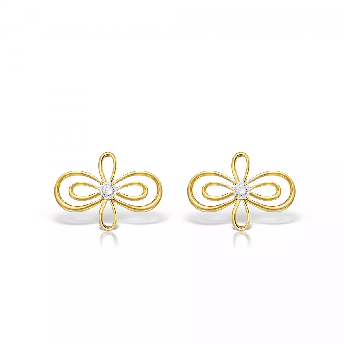 Cercei Infinity Flower Henri Maillardet cu diamant, din aur galben de 18K