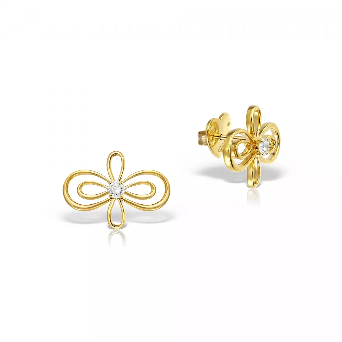 Cercei - Cercei Infinity Flower Henri Maillardet cu diamant, din aur galben de 18K, cellini.ro