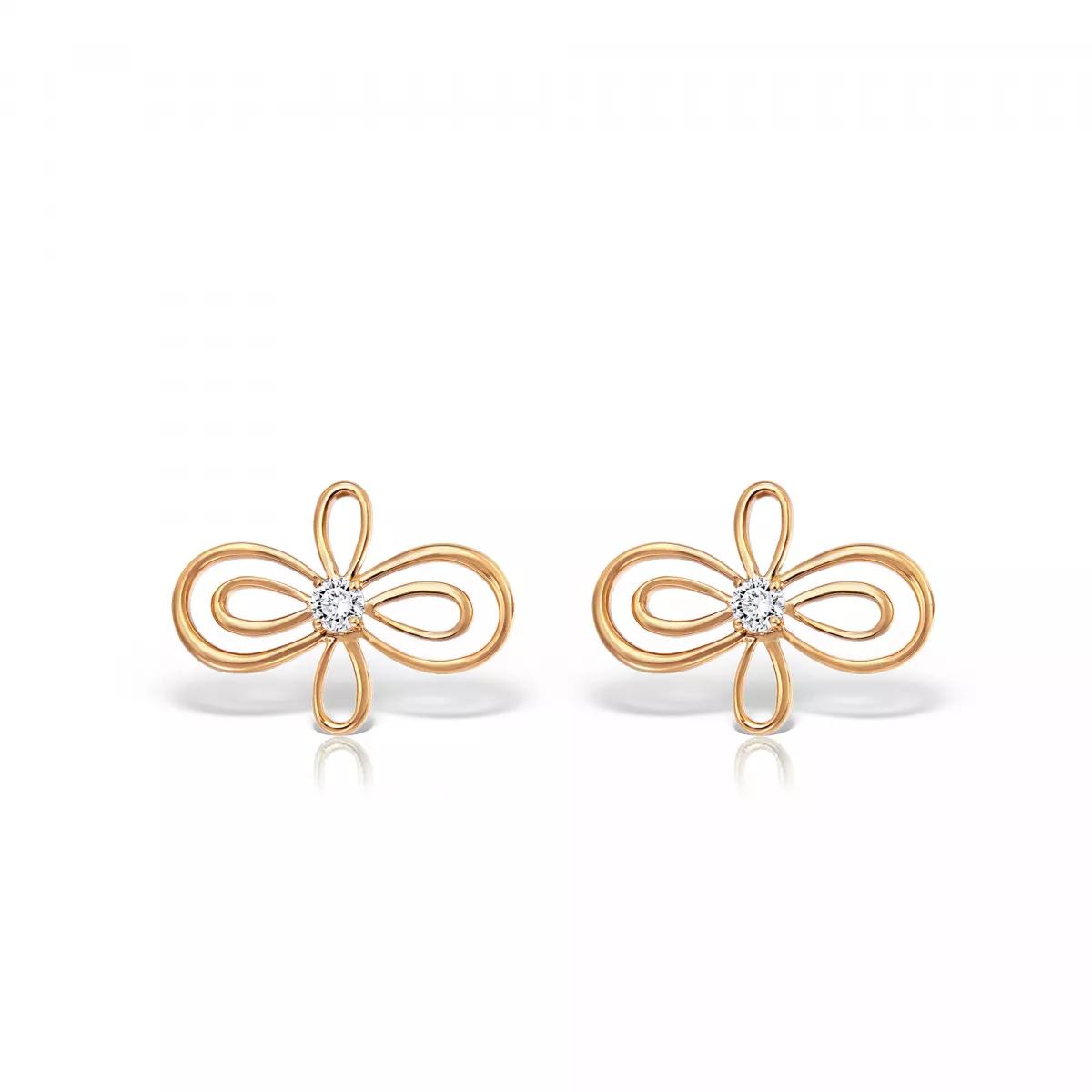 Cercei Infinity Flower Henri Maillardet cu diamante, din aur roz de 18K