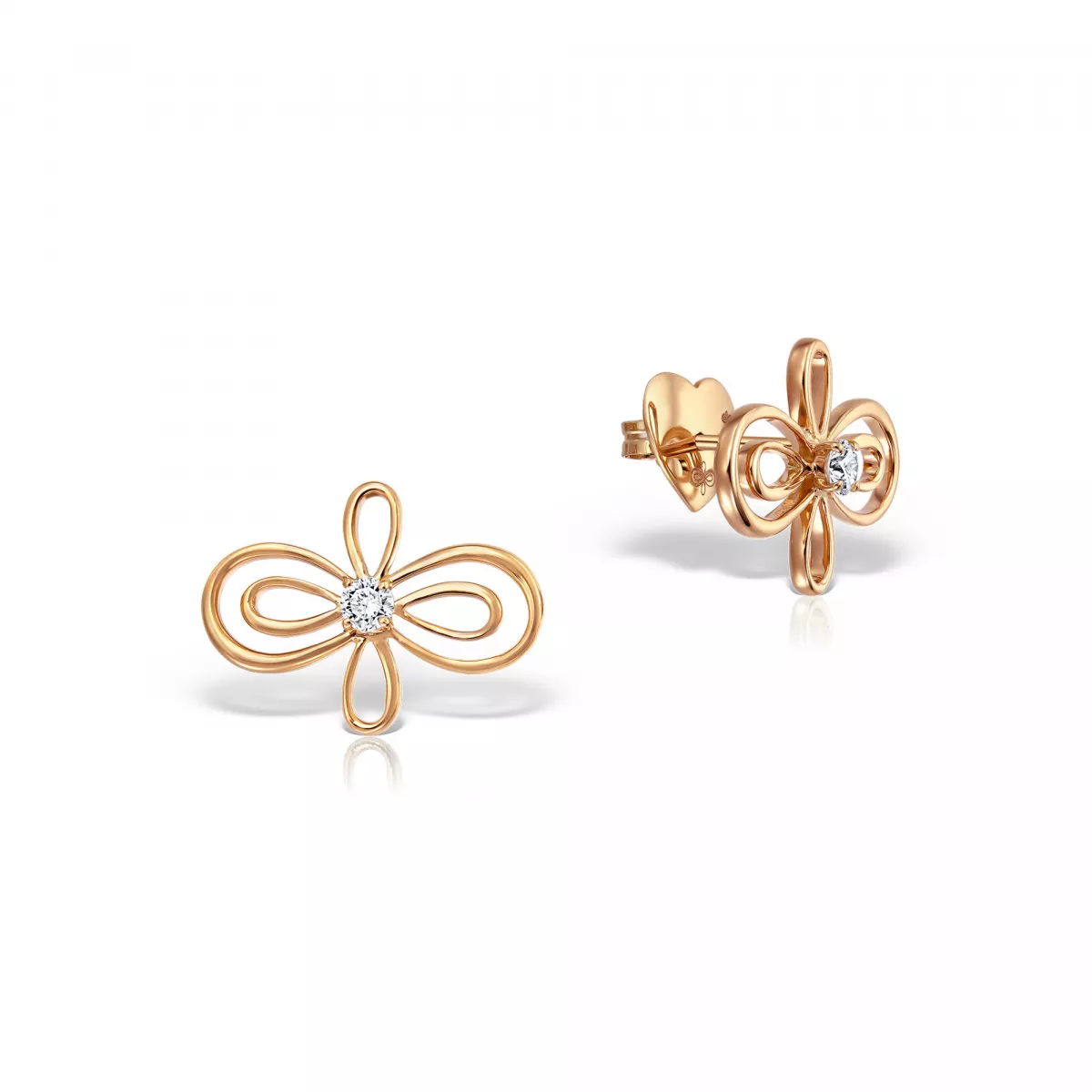 Cercei - Cercei Infinity Flower Henri Maillardet cu diamante, din aur roz de 18K, cellini.ro