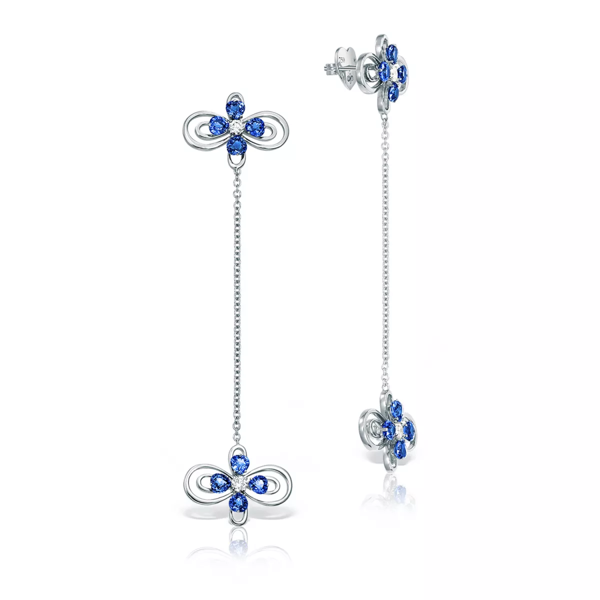 Cercei - Cercei Infinity Love Henri Maillardet cu safire si diamante, din aur alb  de 18K, cellini.ro