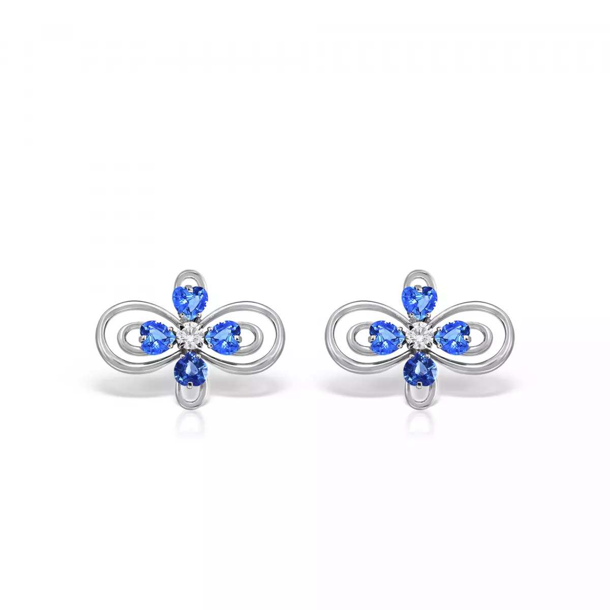 Cercei Infinity Love Henri Maillardet cu safire si diamante, din aur alb  de 18K