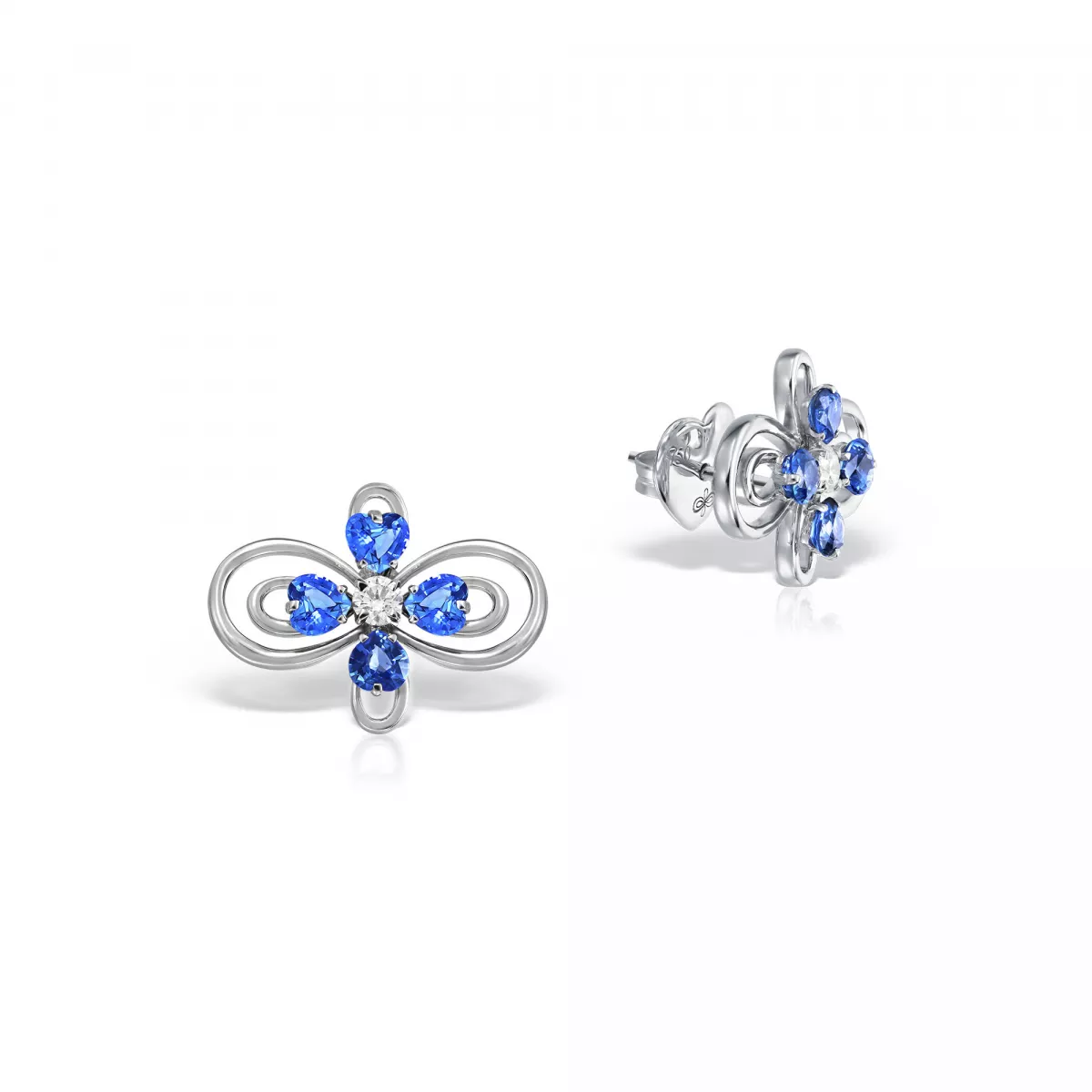 Cercei - Cercei Infinity Love Henri Maillardet cu safire si diamante, din aur alb  de 18K, cellini.ro