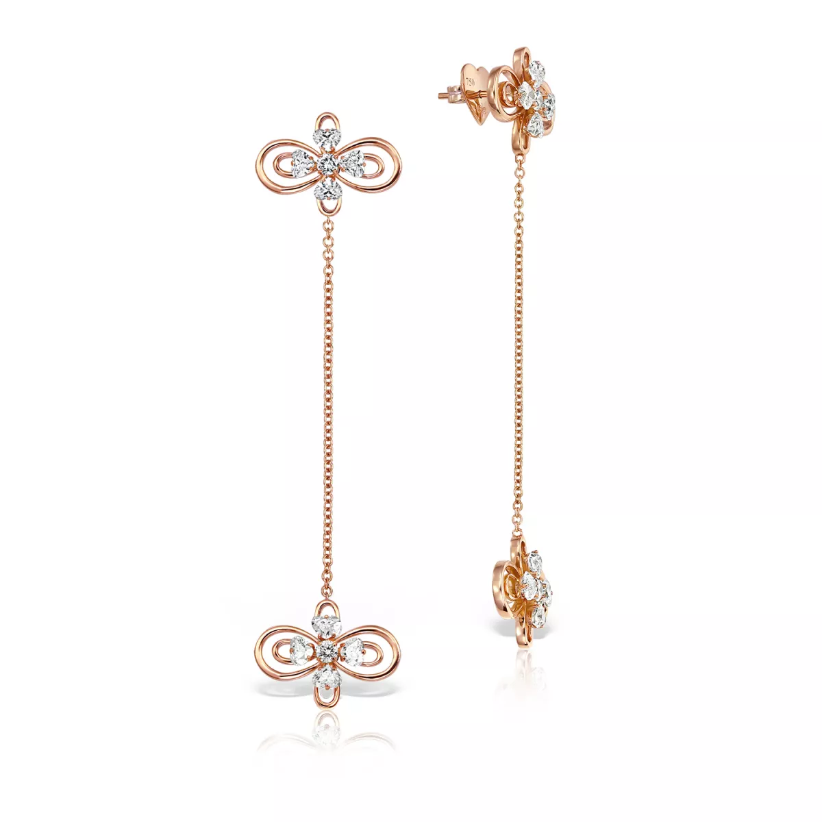 Cercei Infinity Love Henri Maillardet cu diamante si rubine, din aur roz de 18K
