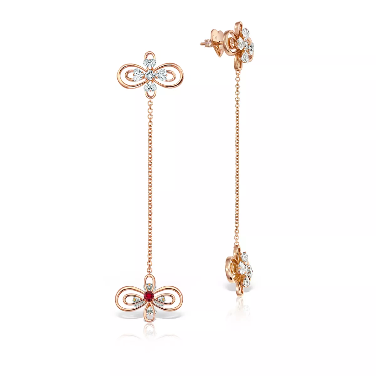 Cercei - Cercei Infinity Love Henri Maillardet cu diamante si rubine, din aur roz de 18K, cellini.ro