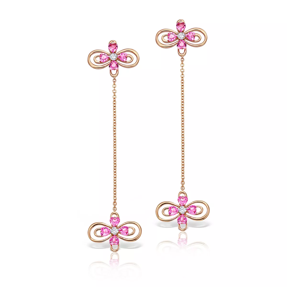 Cercei Infinity Love Henri Maillardet cu safire si diamante, din aur roz de 18K