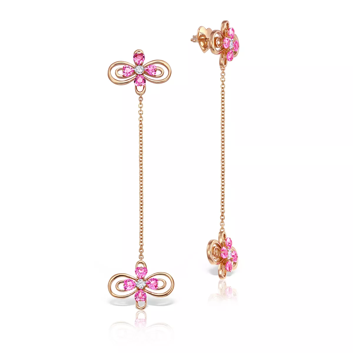 Cercei - Cercei Infinity Love Henri Maillardet cu safire si diamante, din aur roz de 18K, cellini.ro