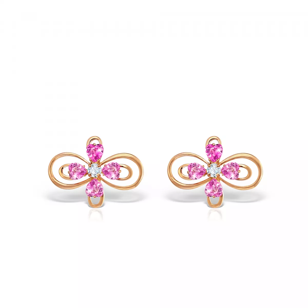 Cercei Infinity Love Henri Maillardet cu safire si diamante, din aur roz de 18K