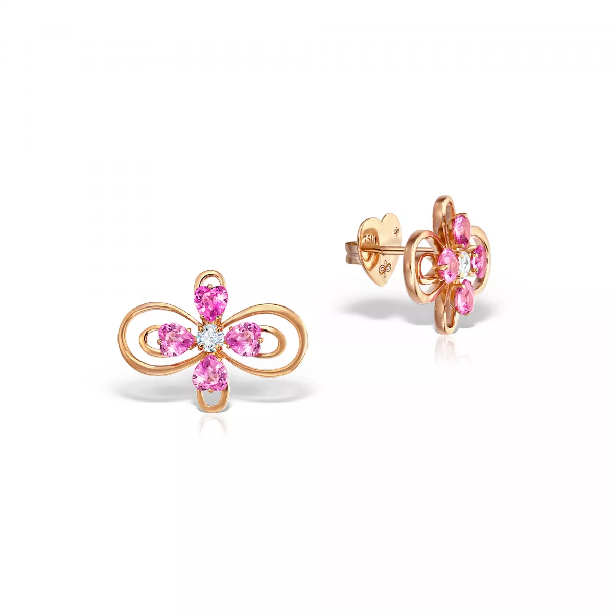 Cercei - Cercei Infinity Love Henri Maillardet cu safire si diamante, din aur roz de 18K, cellini.ro