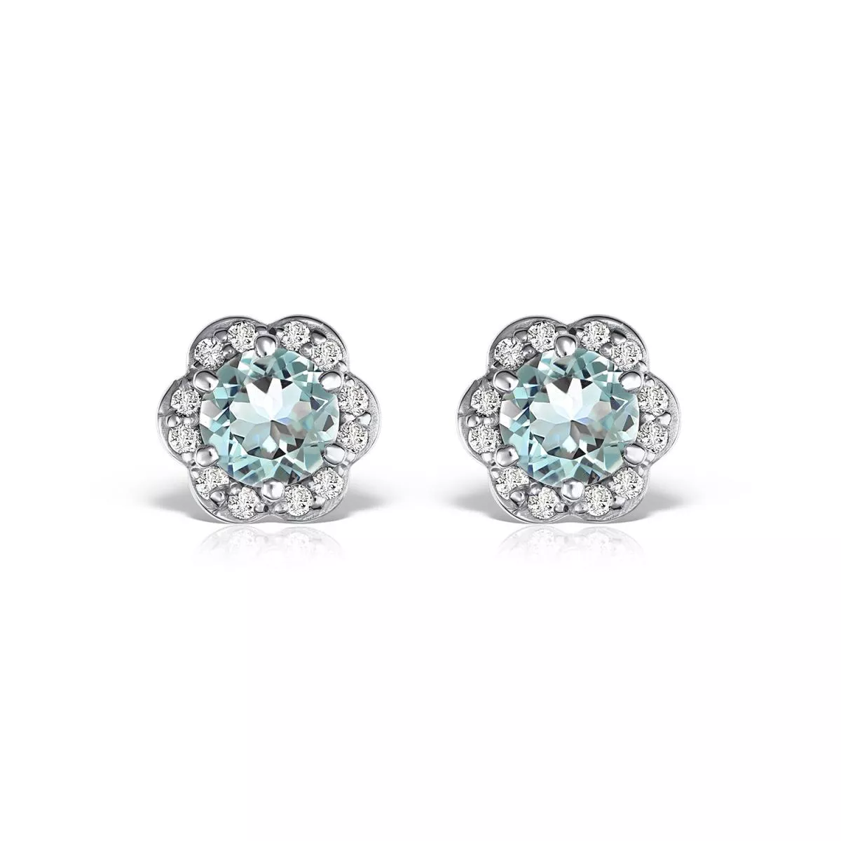 Cercei - Cercei Maria Granacci cu aquamarin si diamant, din aur alb de 18K, cellini.ro