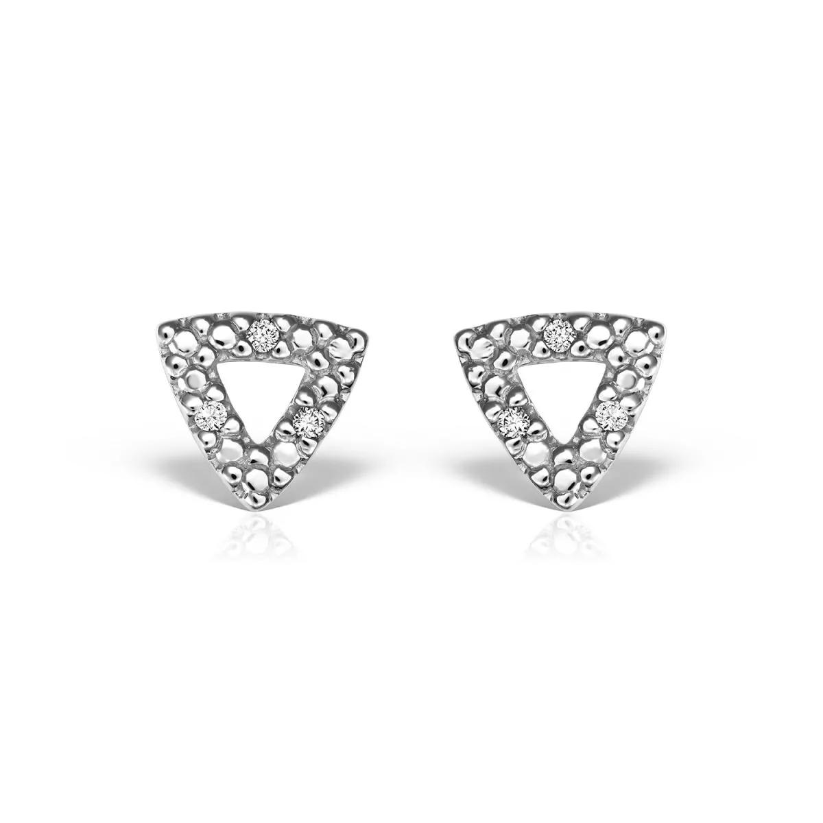 Cercei - Cercei Maria Granacci cu diamant, din aur alb de 14K, cellini.ro