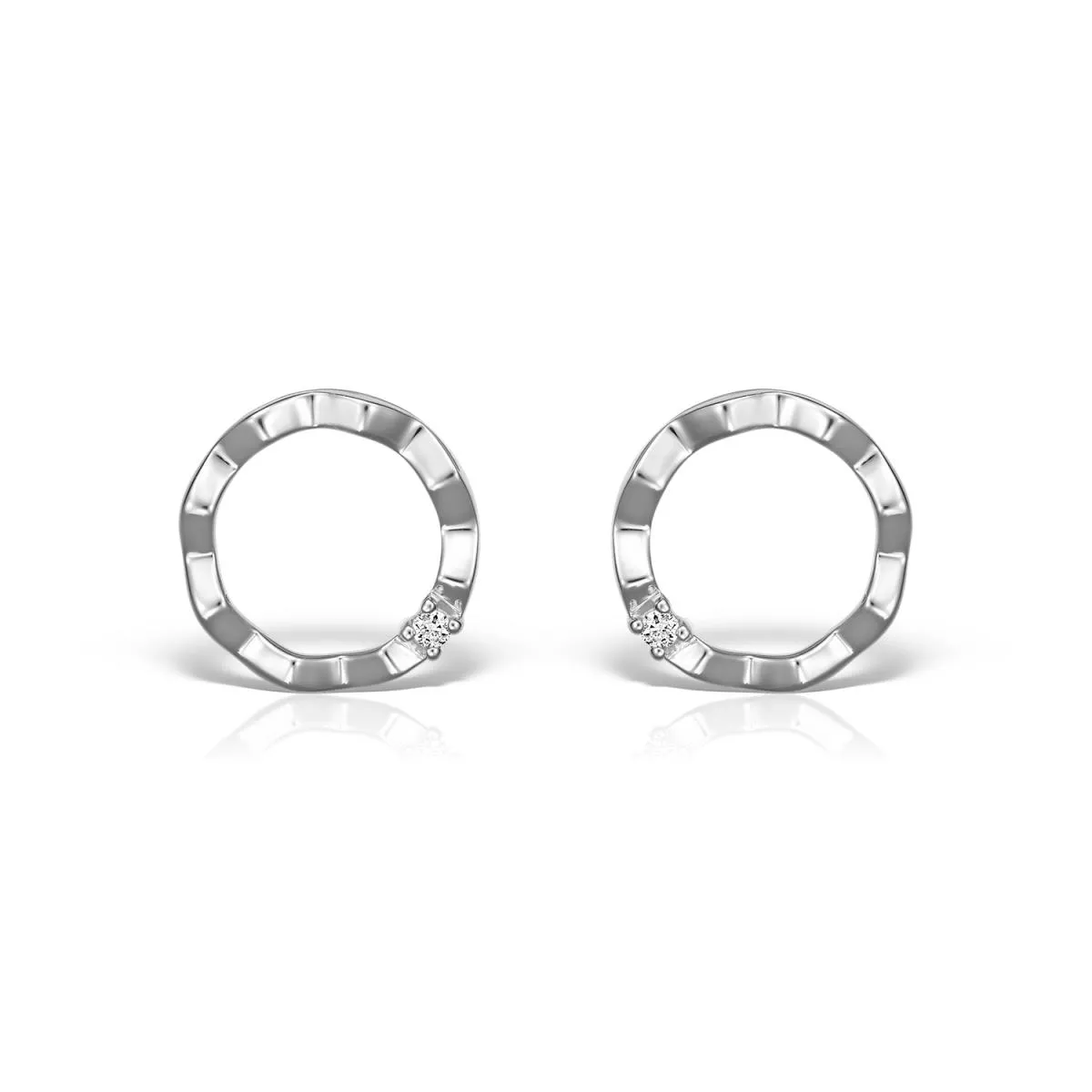 Cercei - Cercei Maria Granacci cu diamant, din aur alb de 14K, cellini.ro