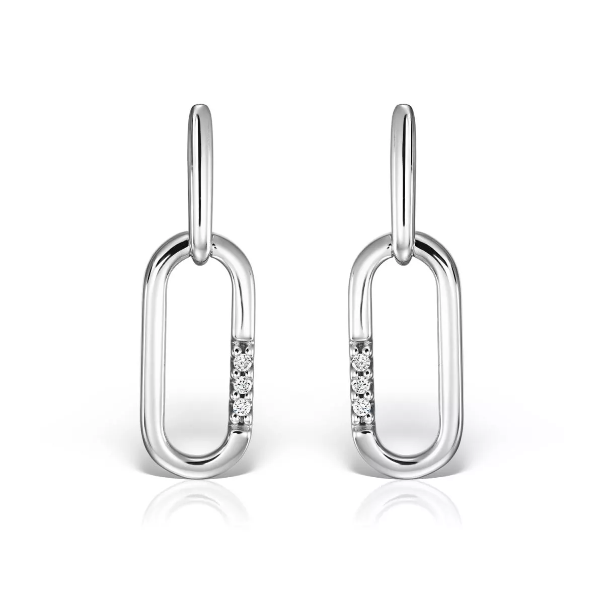 Cercei - Cercei Maria Granacci cu diamant, din aur alb de 14K, cellini.ro