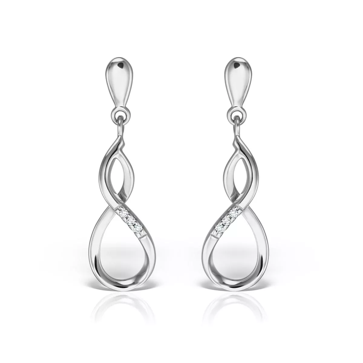 Cercei - Cercei Maria Granacci cu diamant, din aur alb de 14K, cellini.ro