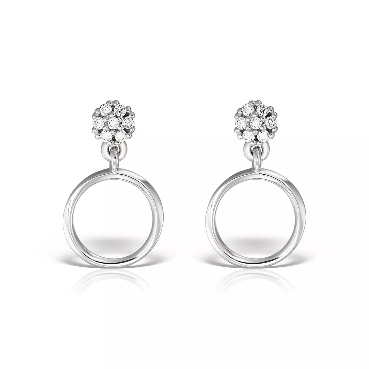 Cercei - Cercei Maria Granacci cu diamant, din aur alb de 14K, cellini.ro