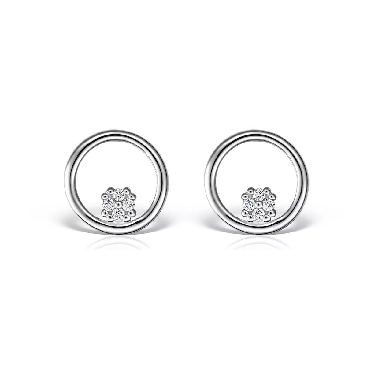 Cercei - Cercei Maria Granacci cu diamant, din aur alb de 14K, cellini.ro