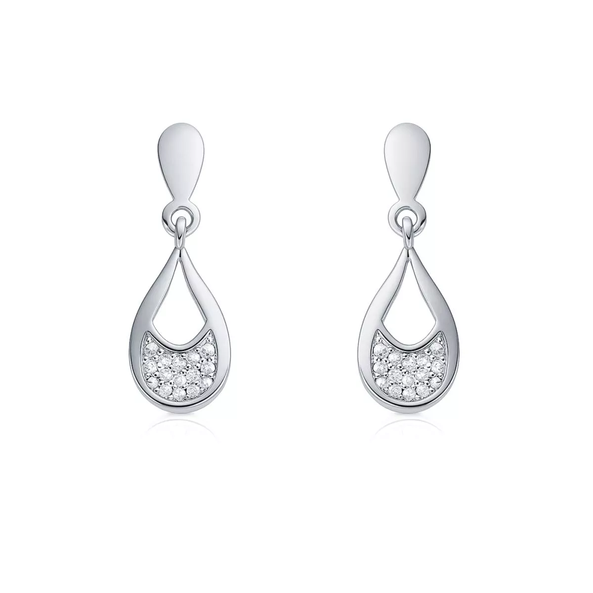 Cercei - Cercei Maria Granacci cu diamant, din aur alb de 14K, cellini.ro