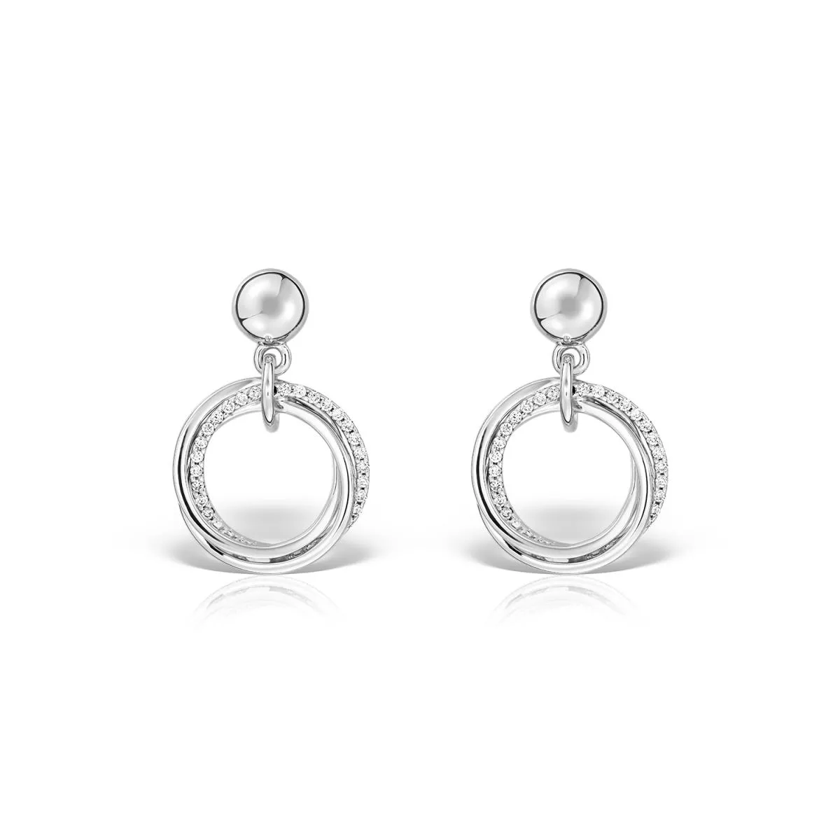 Cercei - Cercei Maria Granacci cu diamant, din aur alb de 18K, cellini.ro