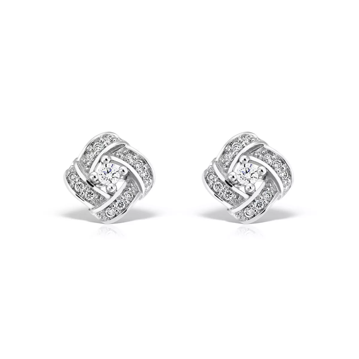 Cercei - Cercei Maria Granacci cu diamant, din aur alb de 18K, cellini.ro