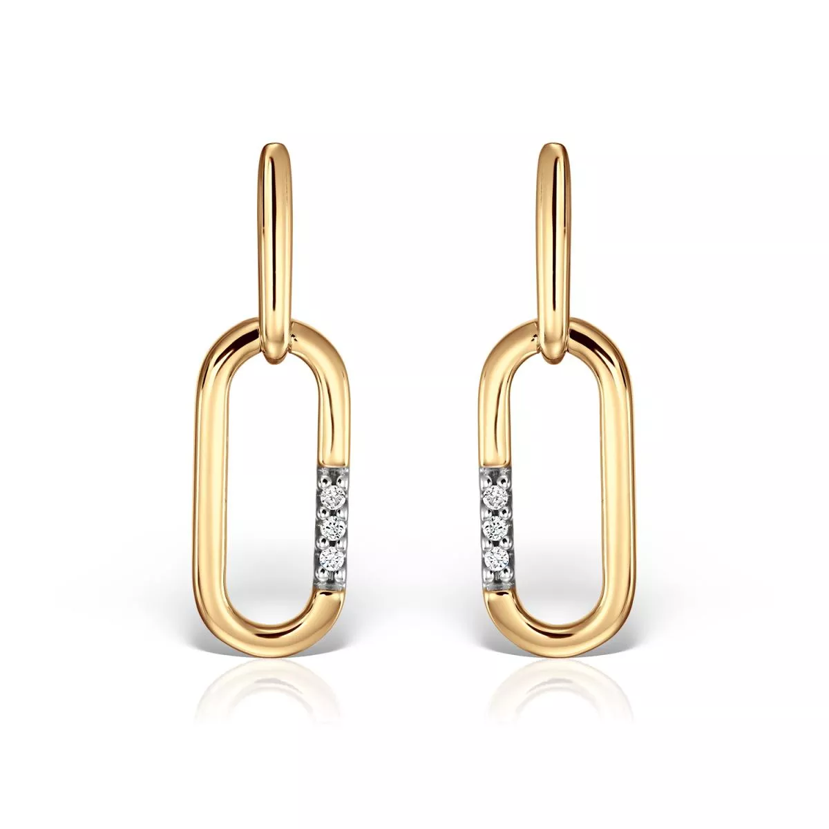 Cercei - Cercei Maria Granacci cu diamant, din aur galben de 14K, cellini.ro