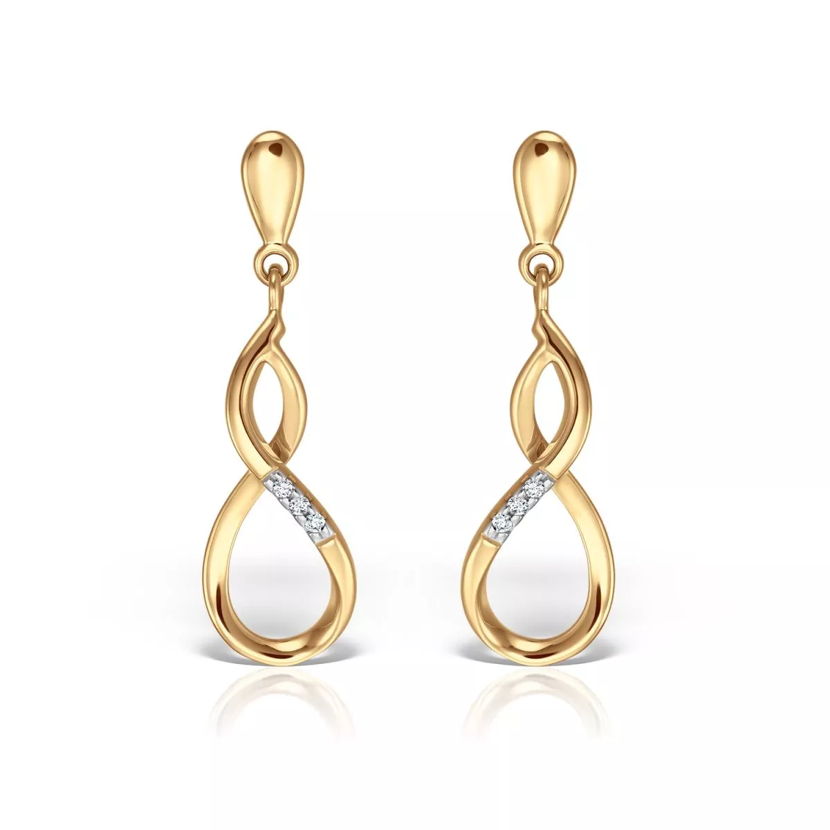 Cercei - Cercei Maria Granacci cu diamant, din aur galben de 14K, cellini.ro