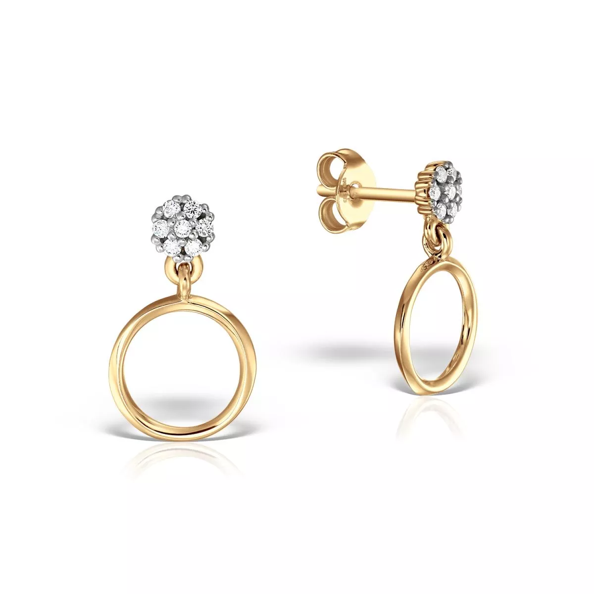 Cercei Maria Granacci cu diamant, din aur galben de 14K