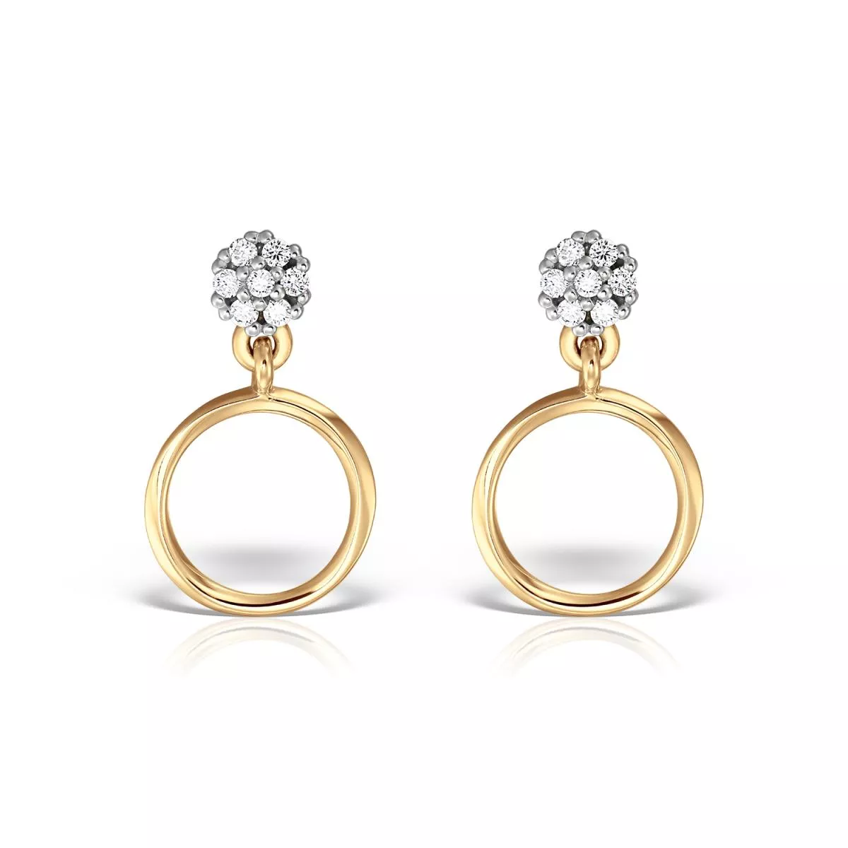 Cercei - Cercei Maria Granacci cu diamant, din aur galben de 14K, cellini.ro