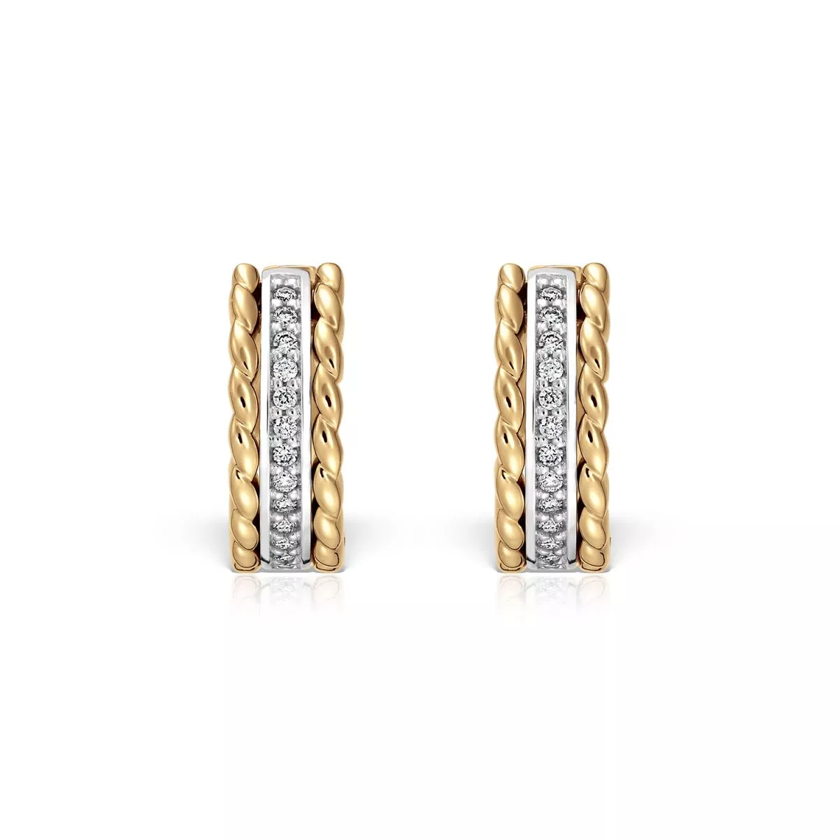 Cercei - Cercei Maria Granacci cu diamant, din aur galben si alb de 18K, cellini.ro