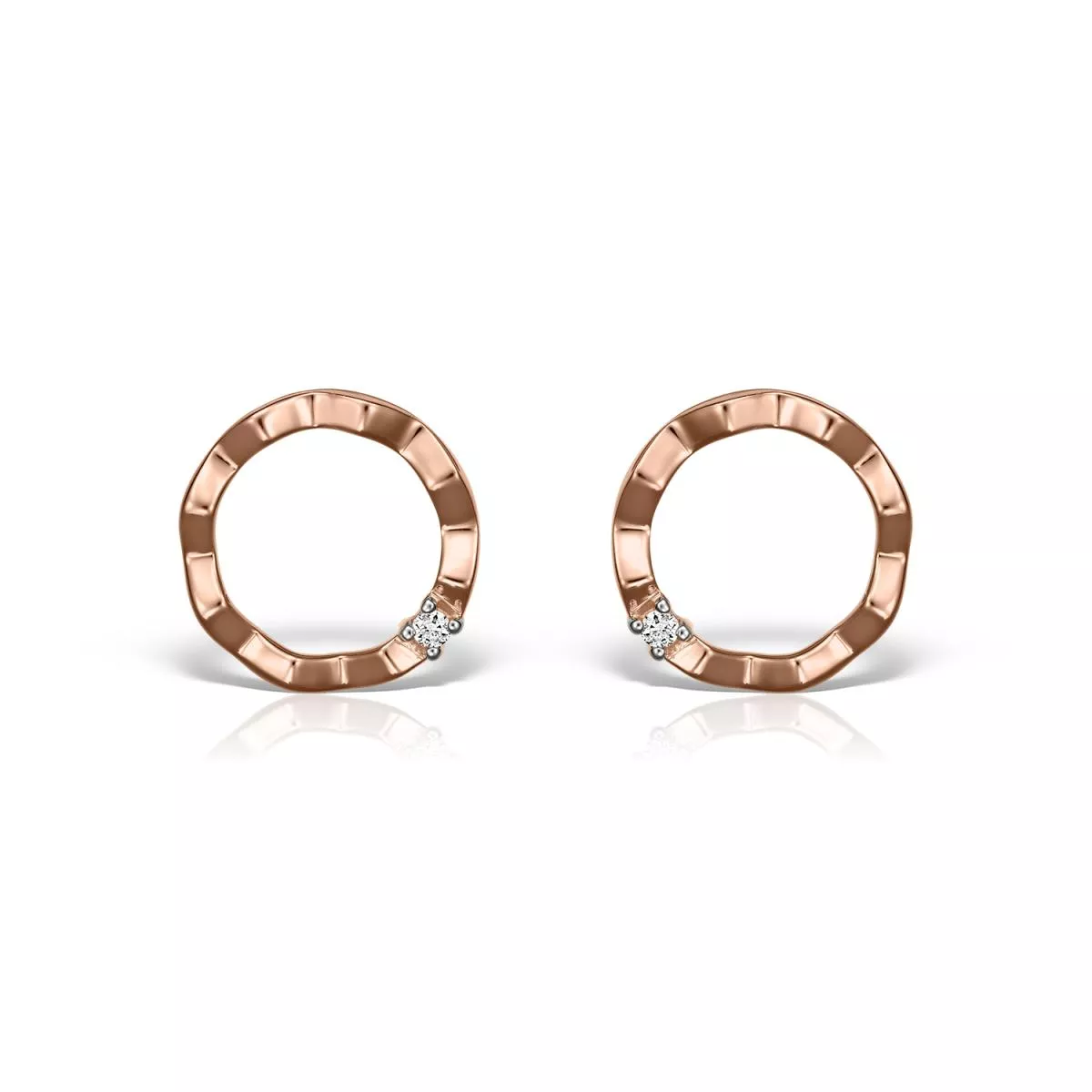 Cercei - Cercei Maria Granacci cu diamant, din aur roz de 14K, cellini.ro
