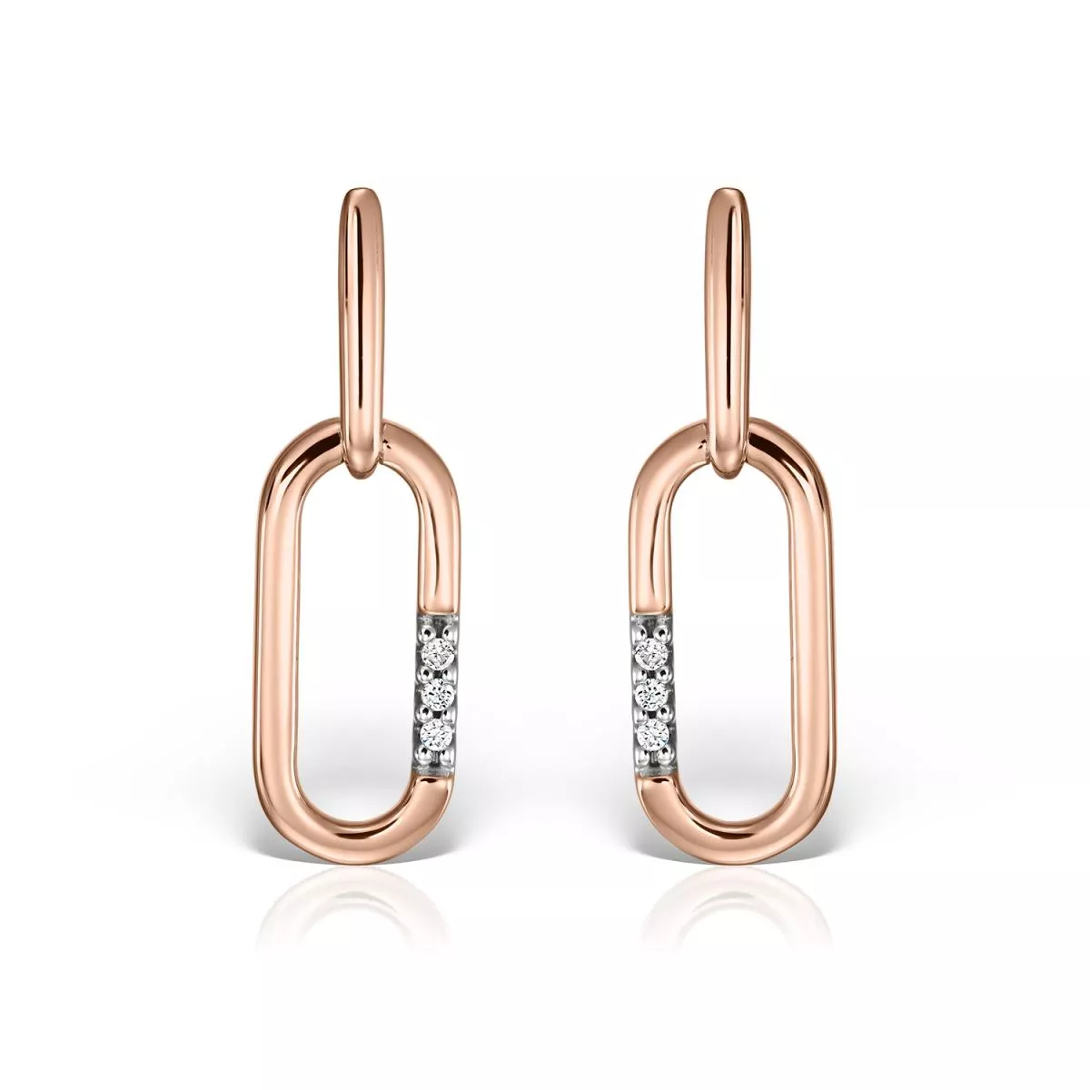 Cercei - Cercei Maria Granacci cu diamant, din aur roz de 14K, cellini.ro
