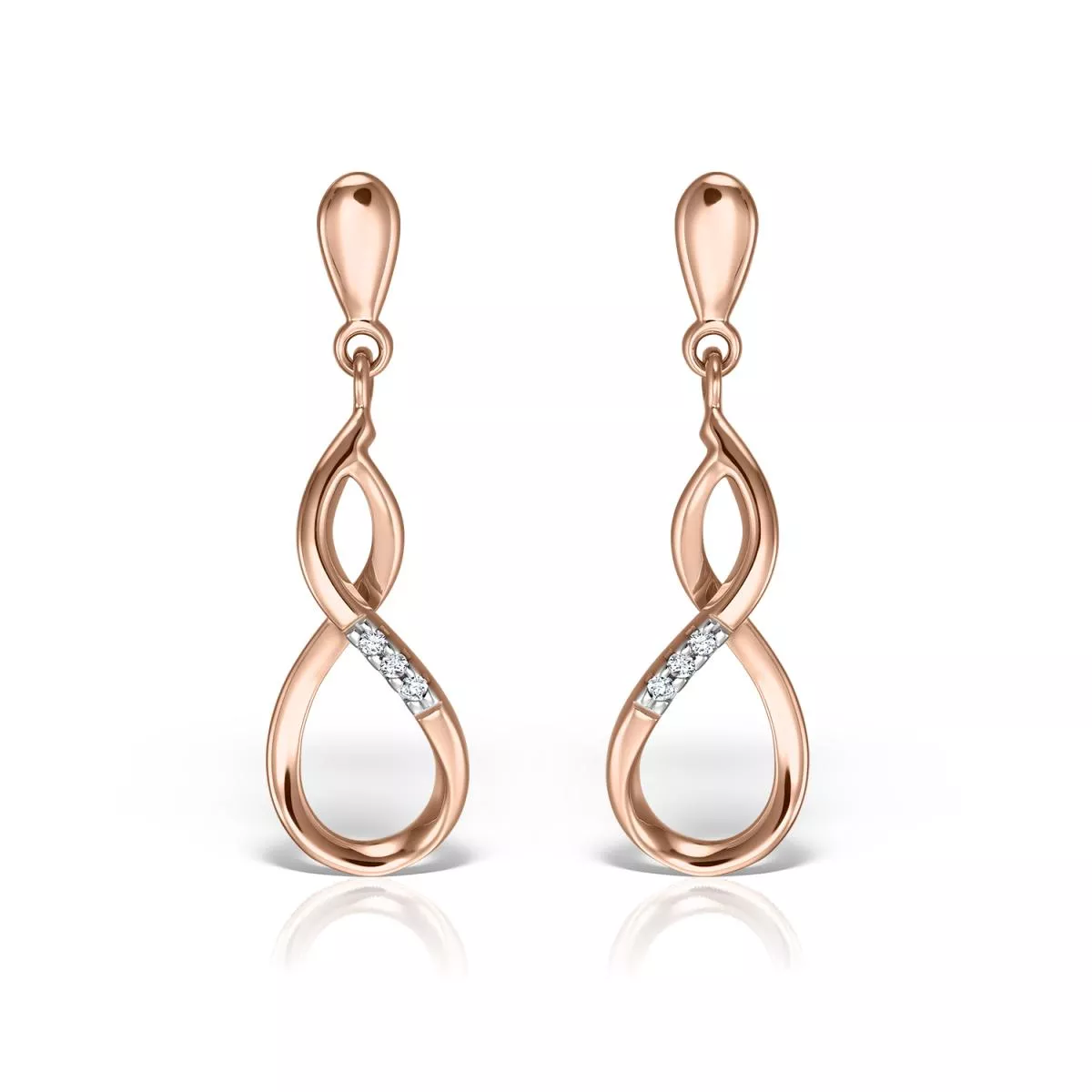 Cercei - Cercei Maria Granacci cu diamant, din aur roz de 14K, cellini.ro