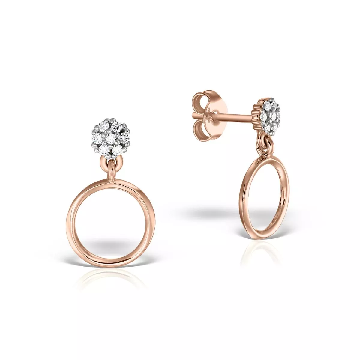 Cercei Maria Granacci cu diamant, din aur roz de 14K
