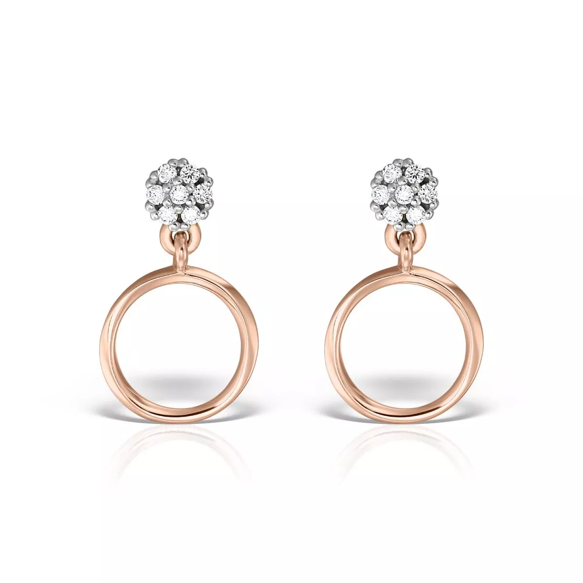 Cercei - Cercei Maria Granacci cu diamant, din aur roz de 14K, cellini.ro