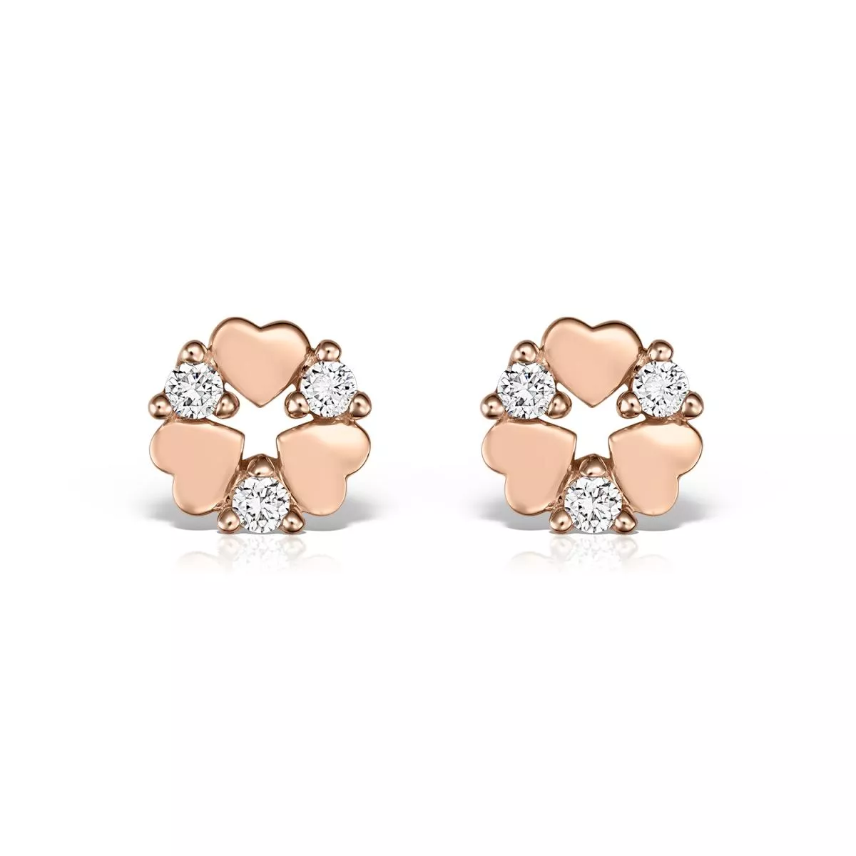 Cercei - Cercei Maria Granacci cu diamant, din aur roz de 14K, cellini.ro