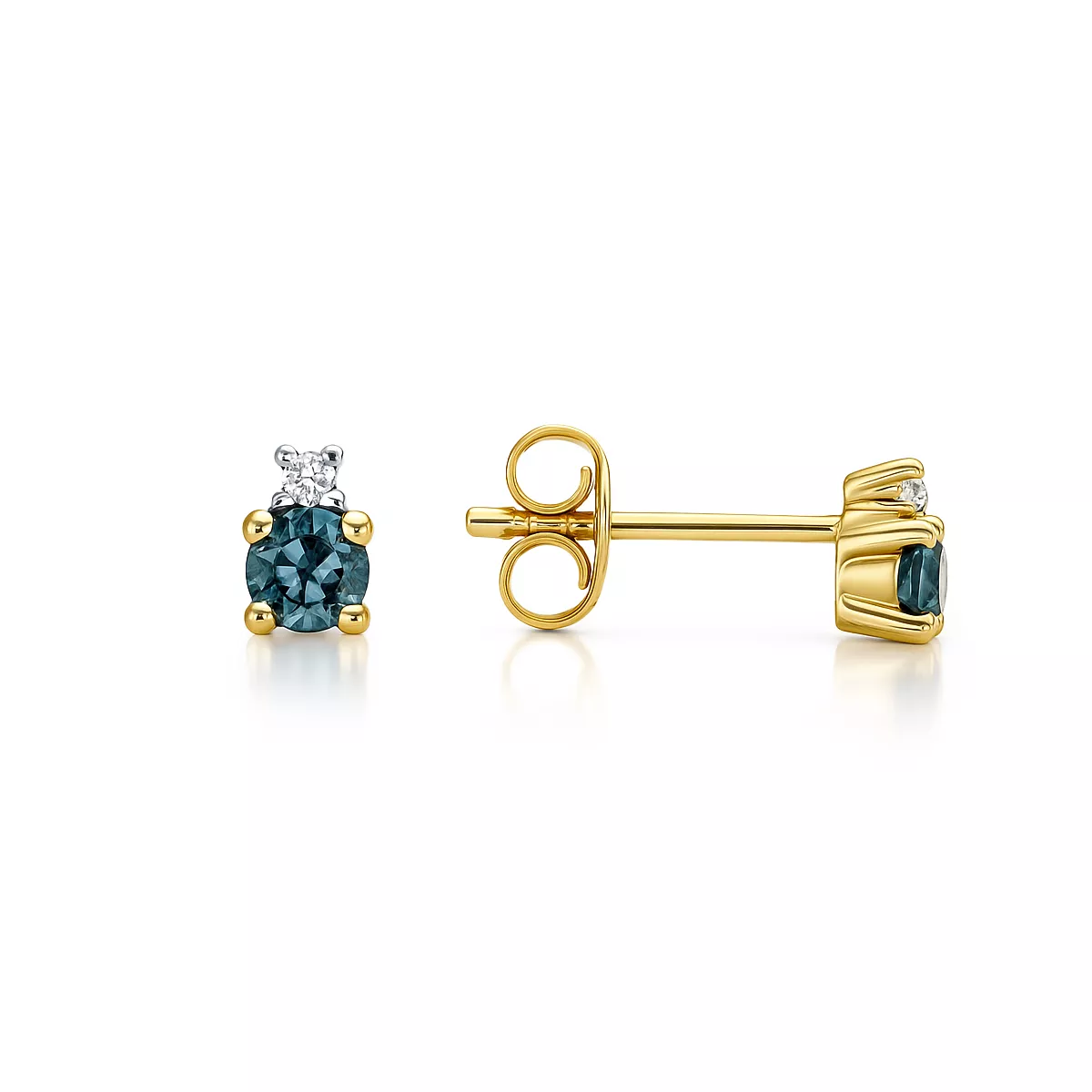 Cercei Maria Granacci cu London topaz si diamant, din aur galben de 14K